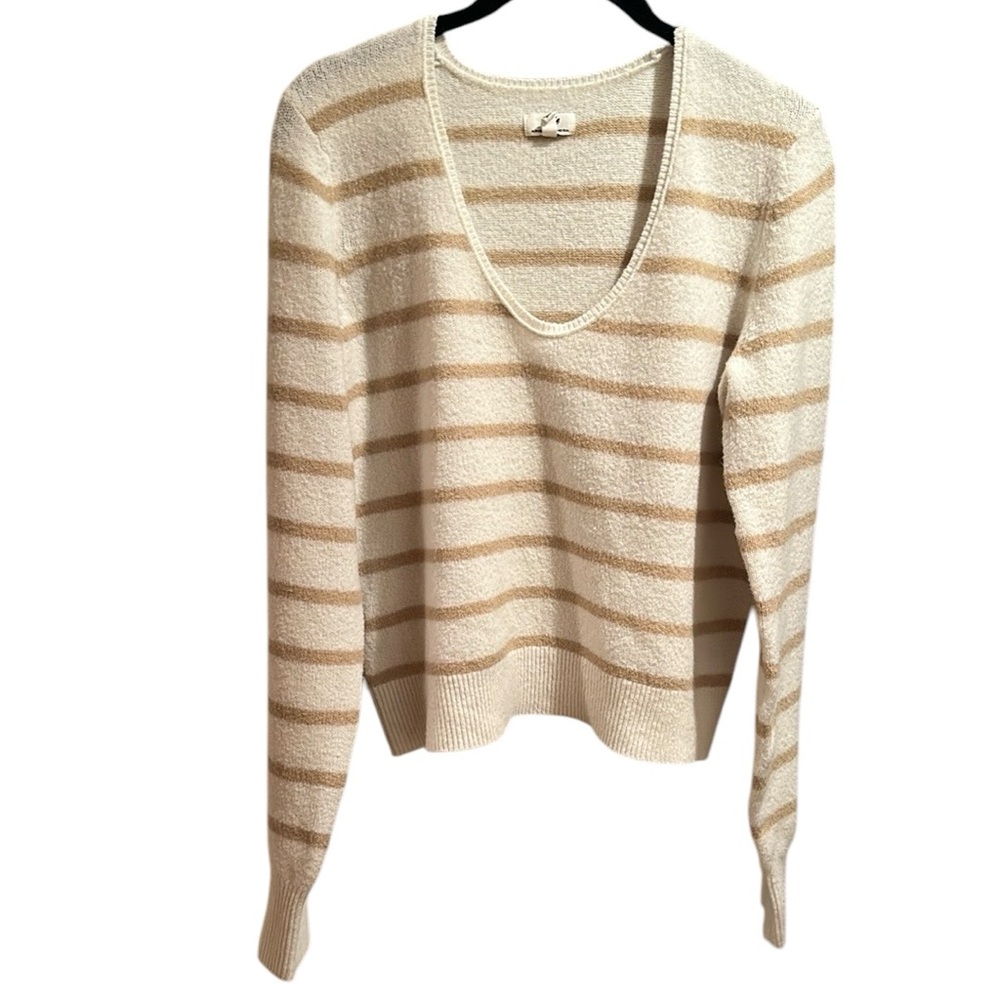 Aerie Cozy Striped Sweater in Cream and Tan